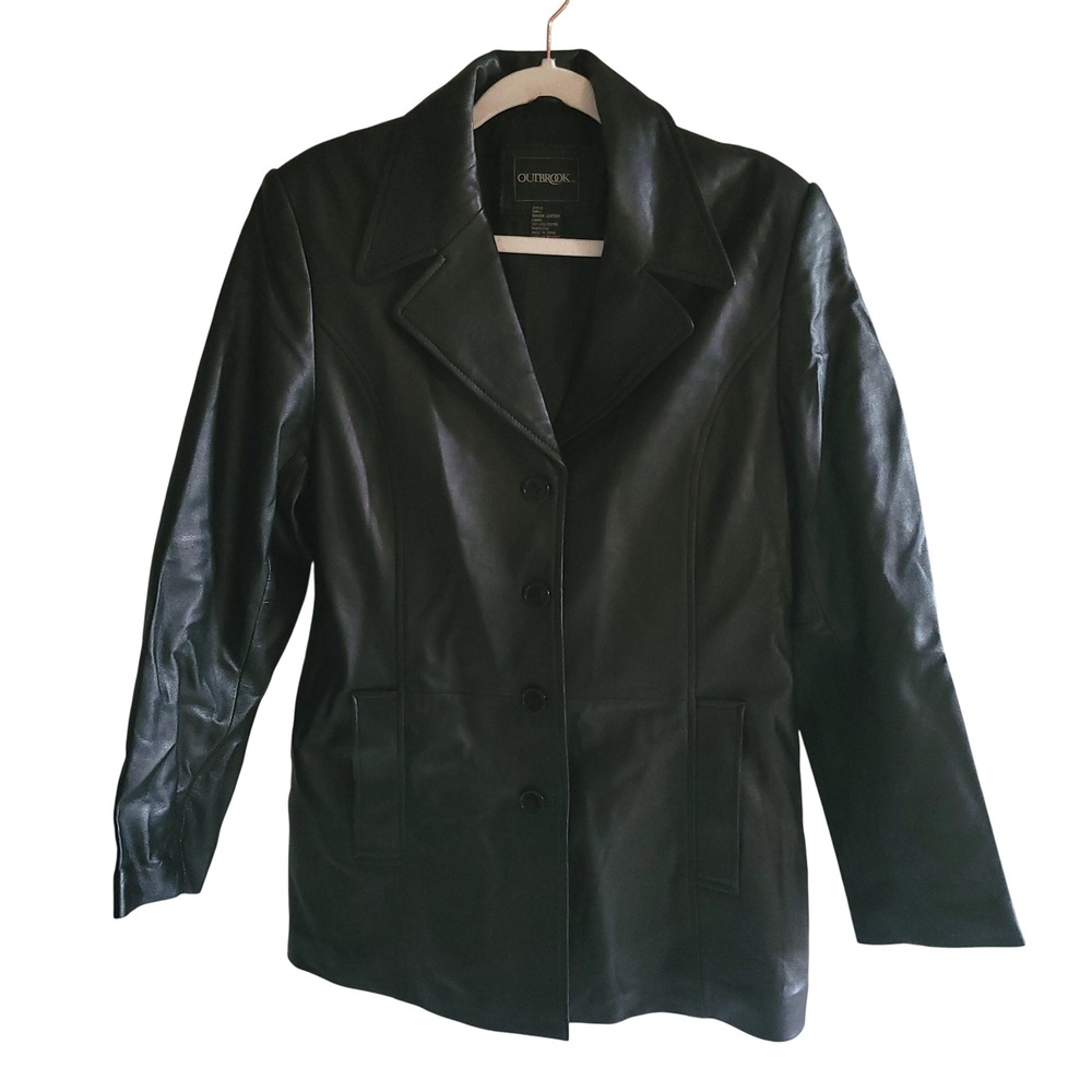 Classic Black Leather Button-Front Women's Jacket
